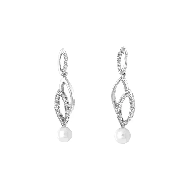 Gold Earrings with Pearl and Zircones