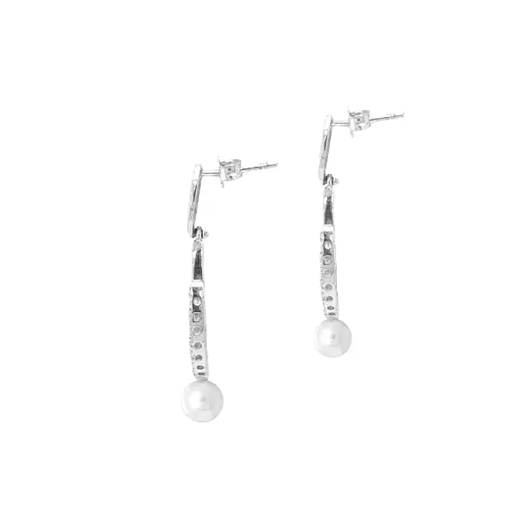 Gold Earrings with Pearl and Zircones