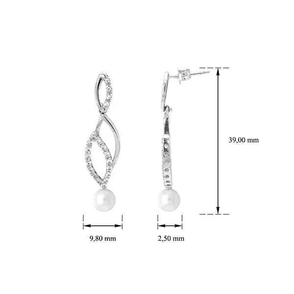 Gold Earrings with Pearl and Zircones