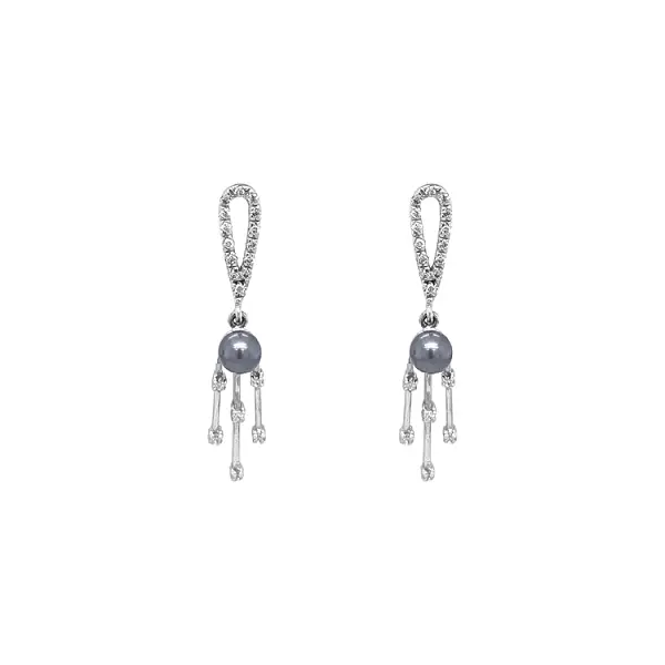 Gold Pearl Earrings with Zircones