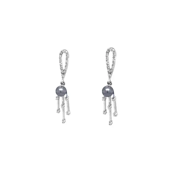 Gold Pearl Earrings with Zircones