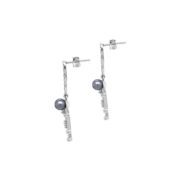 Gold Pearl Earrings with Zircones