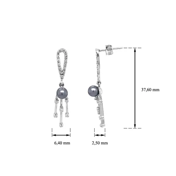 Gold Pearl Earrings with Zircones