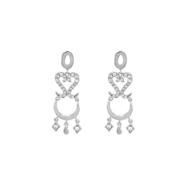 Gold dangle earrings with Zircons