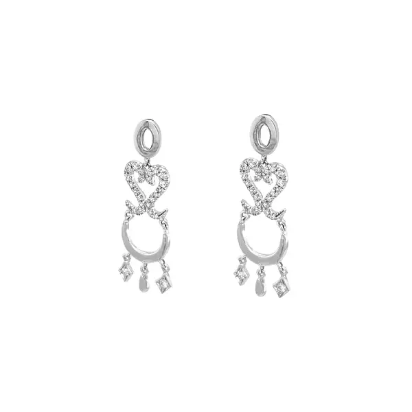 Gold dangle earrings with Zircons