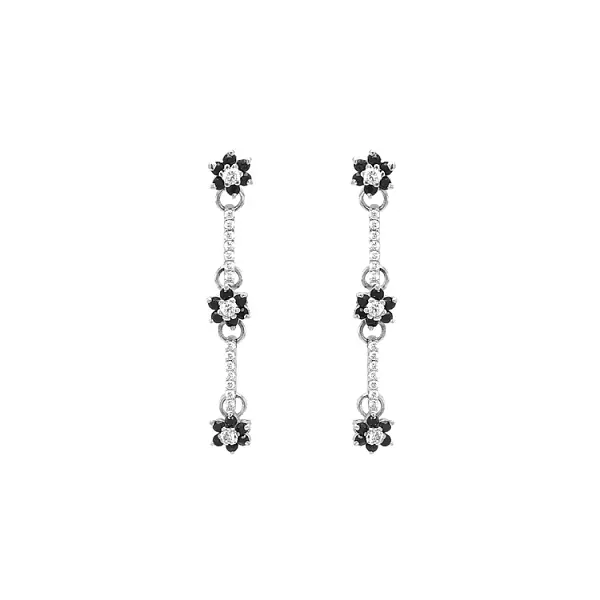 Gold dangle earrings with Zircons