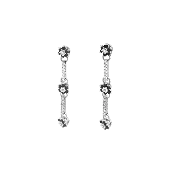 Gold dangle earrings with Zircons