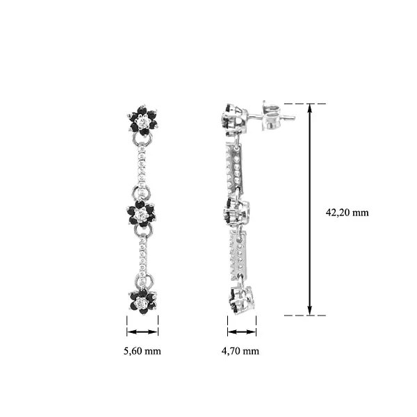 Gold dangle earrings with Zircons