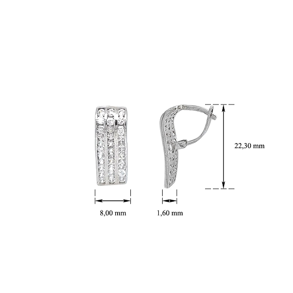 Earrings with White Gold Zircons