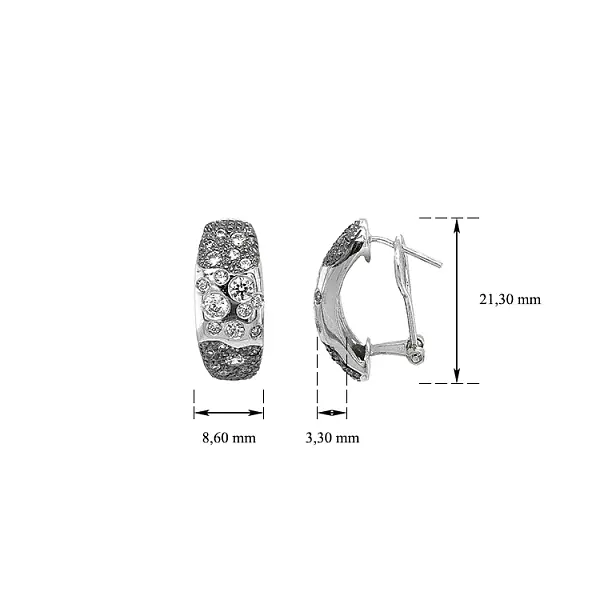 Earrings with White Gold Zircons