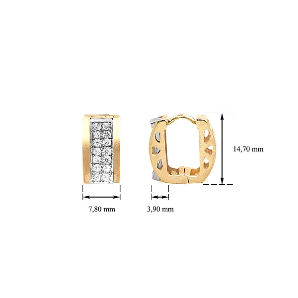 Gold Earrings with Zircons