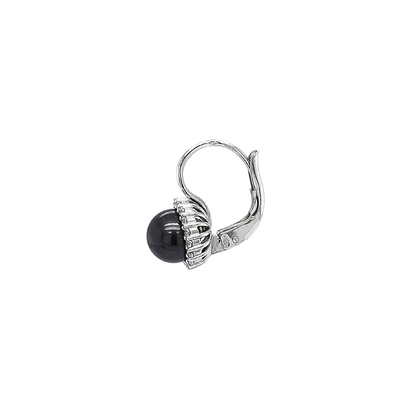 Elegant White Gold Earrings with Onyx and Zirconia
