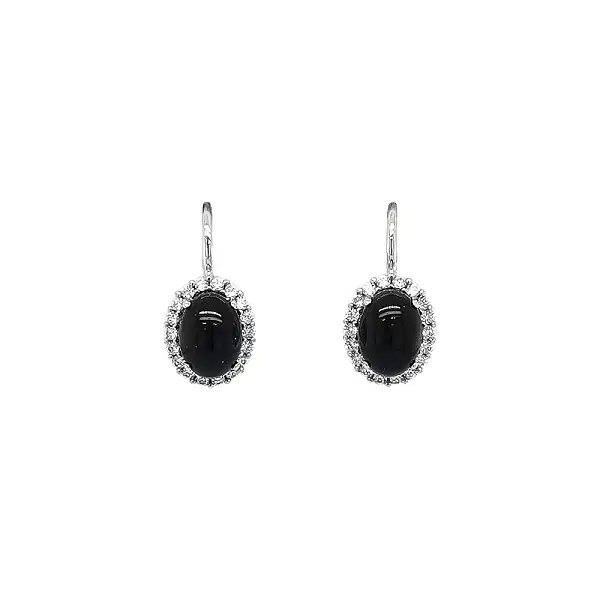 White Gold, Onyx and Zirconia in Timeless Earrings