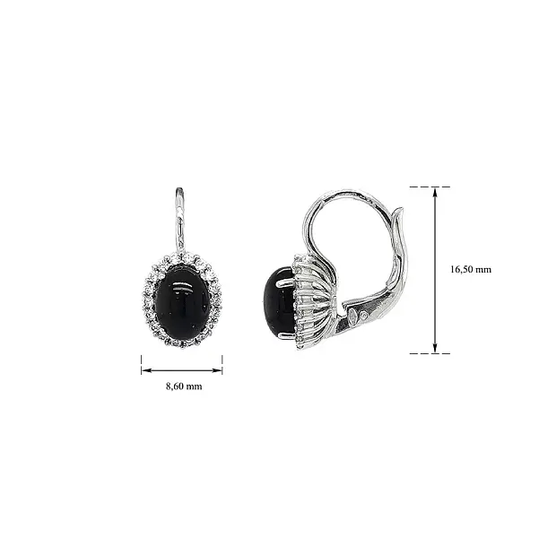 White Gold, Onyx and Zirconia in Timeless Earrings