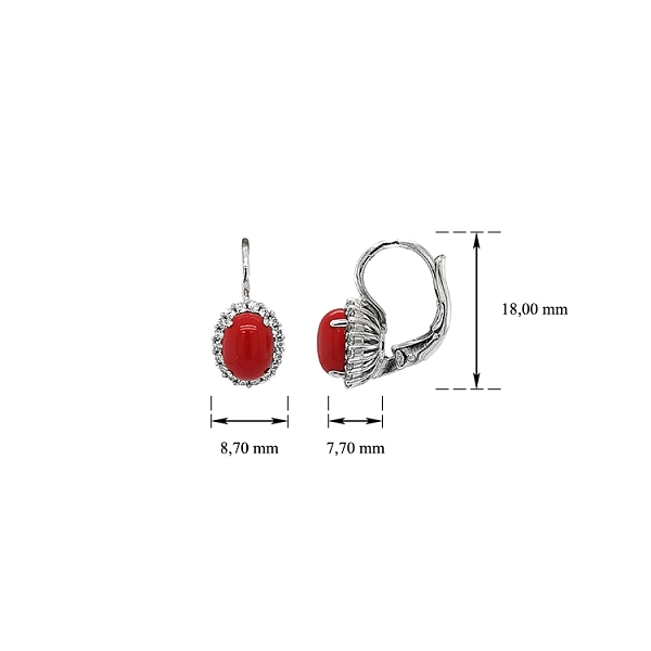 White Gold Earrings with Coral
