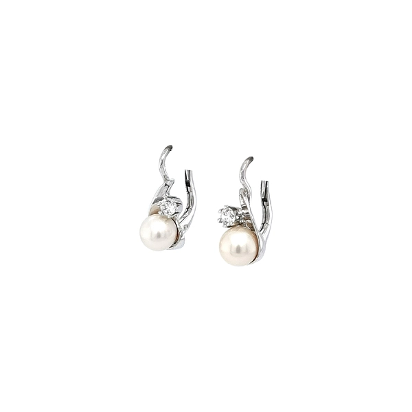 Gold Earrings with Pearl and Zircones