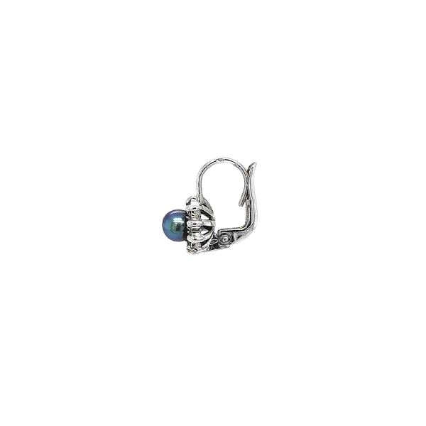 Earrings with Black Pearl and Zircons