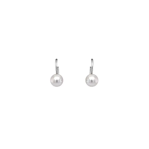 White Gold Pearl Earrings