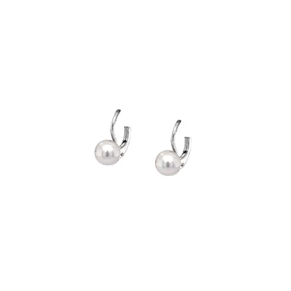 White Gold Pearl Earrings