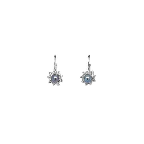 Earrings with Black Pearl and Zircons
