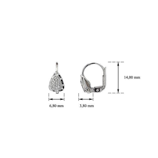 Earrings with White Gold Zircons