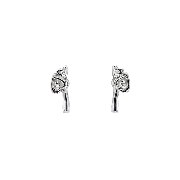 White Gold Heart Earrings