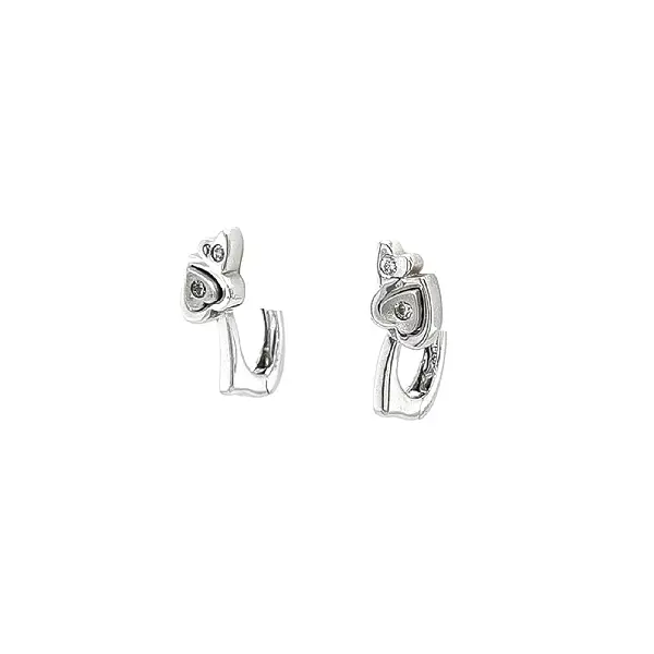 White Gold Heart Earrings