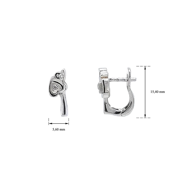 White Gold Heart Earrings