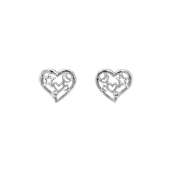 Earrings Heart, Star, Moon made of White Gold