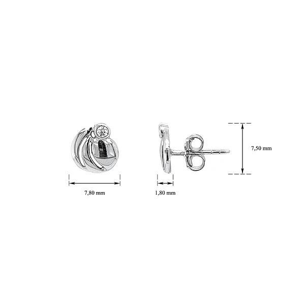 Earrings with White Gold Zircons