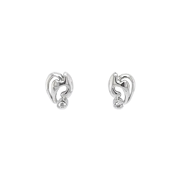 Earrings with White Gold Zircons