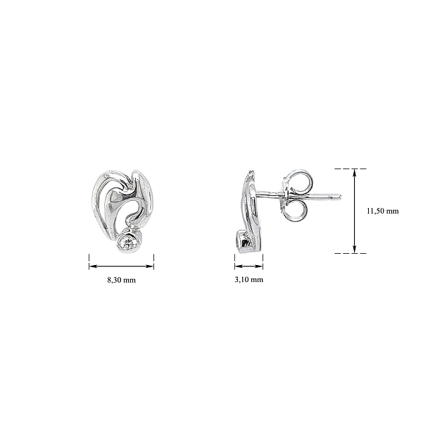 Earrings with White Gold Zircons