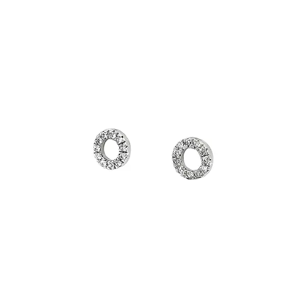 Round White Gold Earrings with Fine Zircones
