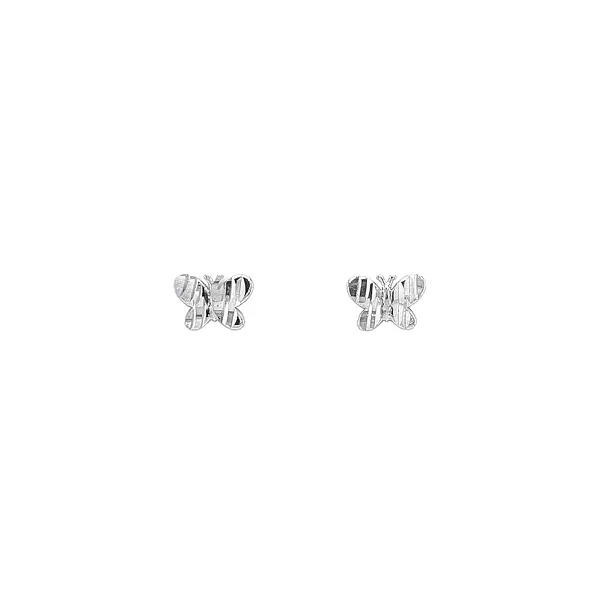 White Gold Butterfly Earrings - Fine Elegance