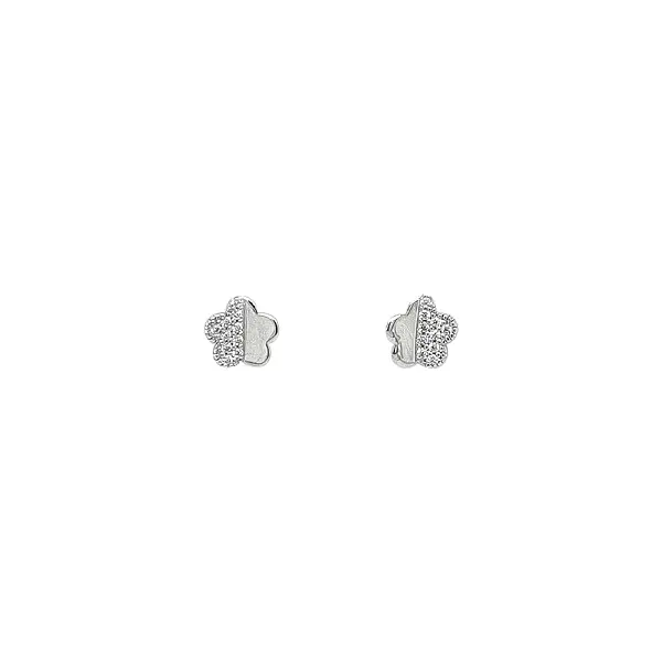 Earrings in the shape of a flower in White Gold with Zirconia