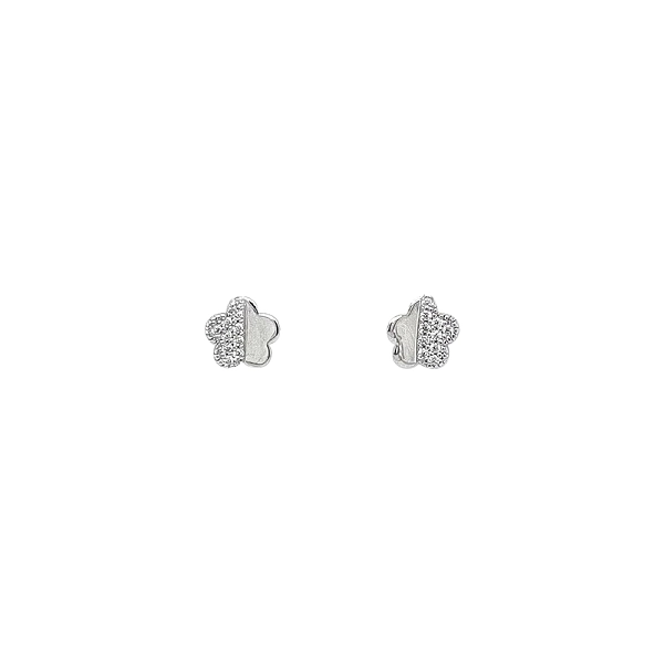 Earrings in the shape of a flower in White Gold with Zirconia