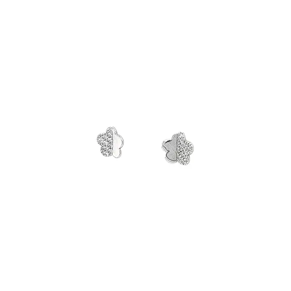 Earrings in the shape of a flower in White Gold with Zirconia