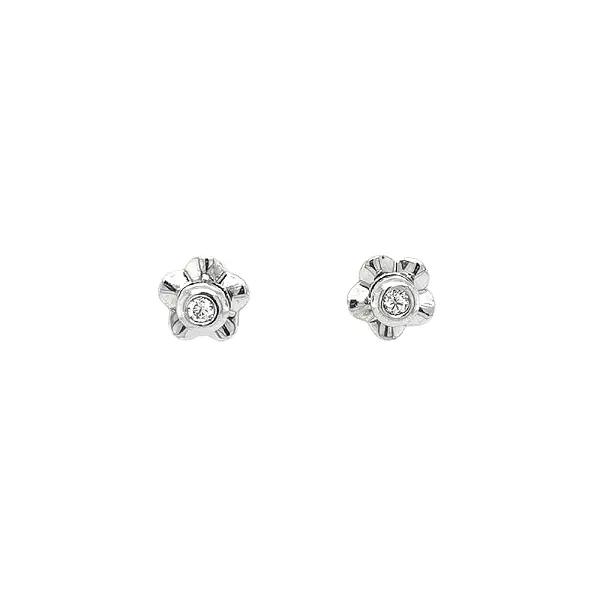 Earrings Flowers with Zircones in White Gold