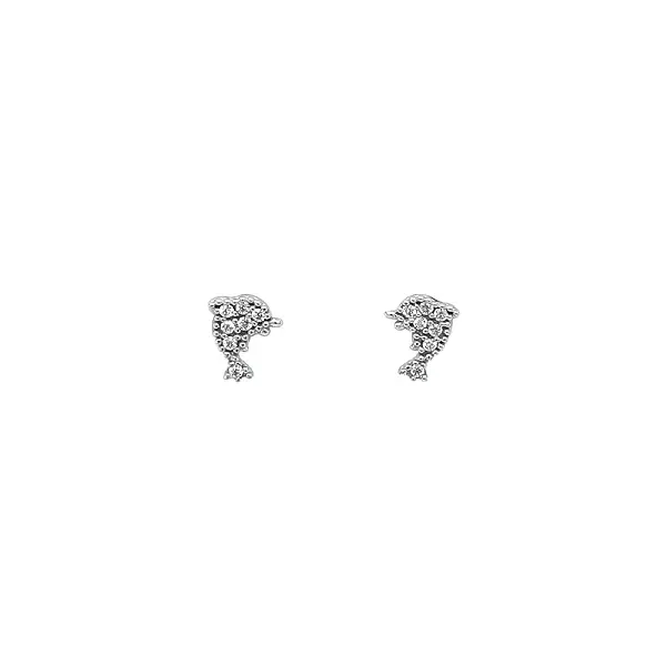 Dolphin earrings in White Gold with Zircons