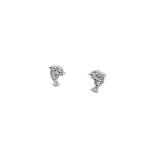 Dolphin earrings in White Gold with Zircons