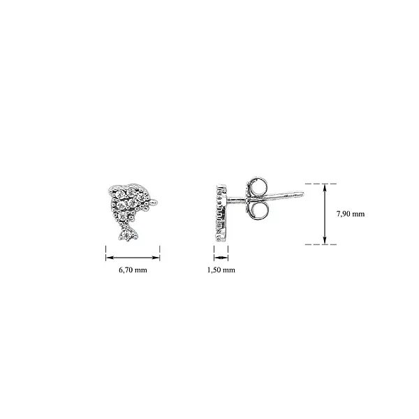 Dolphin earrings in White Gold with Zircons