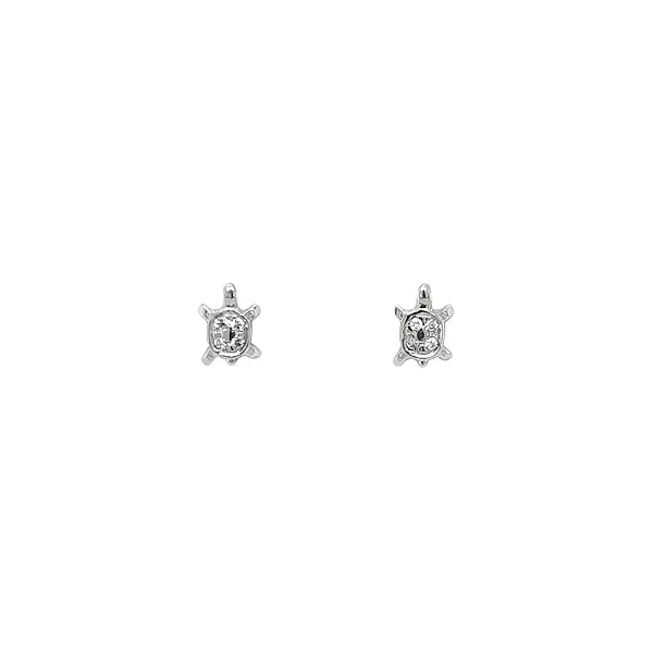 Tortoiseshell Earrings in White Gold with Zirconias