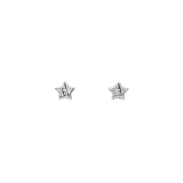 White Gold Earrings in Star Shape with Zircons