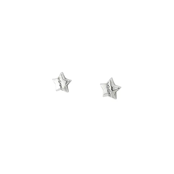 White Gold Earrings in Star Shape with Zircons