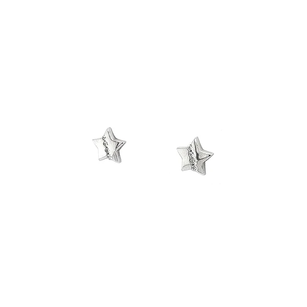 White Gold Earrings in Star Shape with Zircons