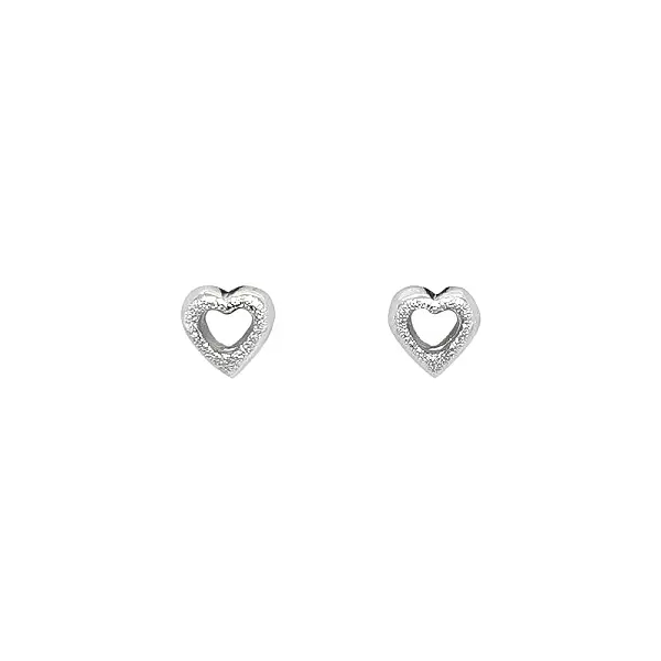 White Gold Heart Earrings