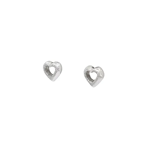 White Gold Heart Earrings