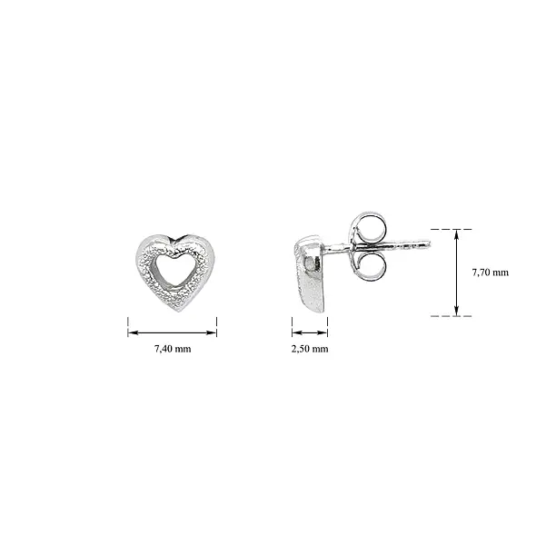 White Gold Heart Earrings