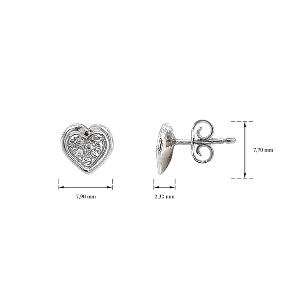 Earrings Sdrce with White Gold Zircons
