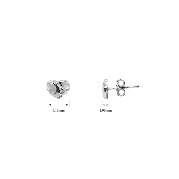 Earrings Earrings in White Gold in the Shape of Hearts Decorated with Zircons